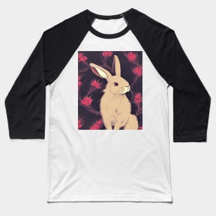 Vintage Mini Rex Rabbit in Beautiful Flowers Baseball T-Shirt